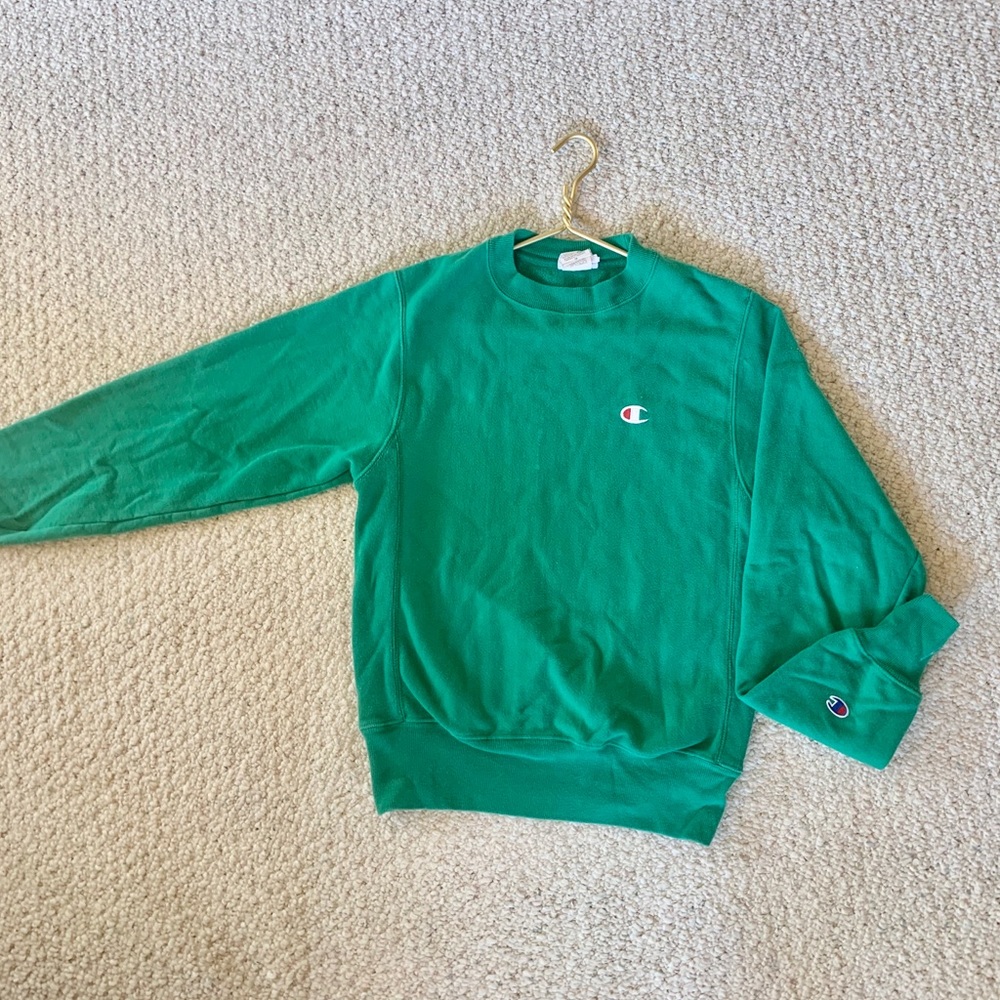 Champion Crew Neck Green Sweatshirt Vintage